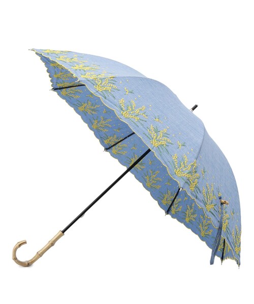 SHOO・LA・RUE（シューラルー）の「【日傘/晴雨兼用】【because】ミモザ刺繍ロングアンブレラ（長傘・レディース・アイボリー系/ライトグレー系/アイボリー系1/ブルー系1・00）」の4枚目の写真