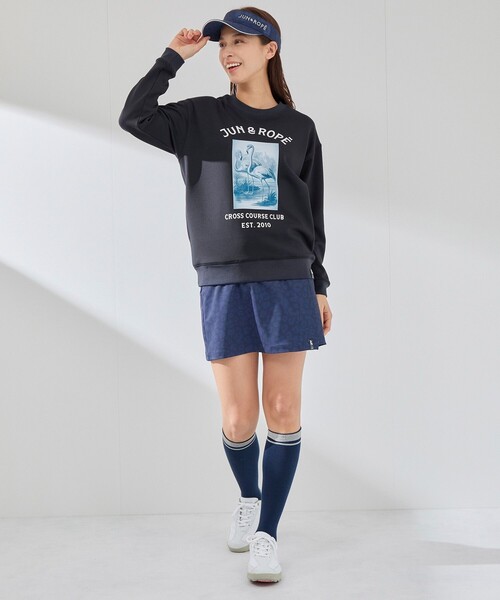 Jun & Ropé フラミンゴグラフィック長袖プルオーバー　サイズL Jun & Ropé フラミンゴグラフィック長袖プルオーバー サイズL