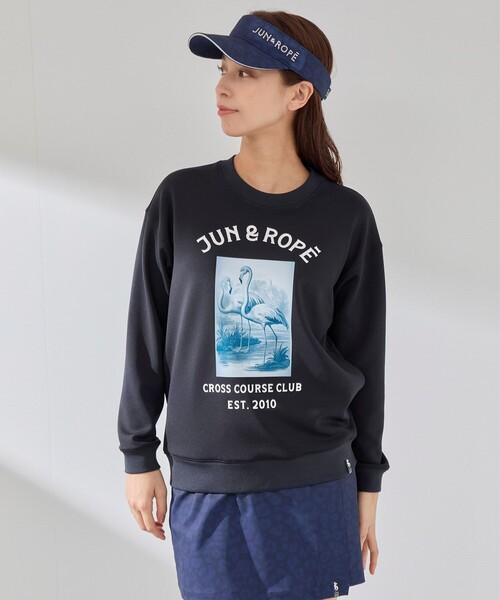 JUN&ROPE'(ジュンアンドロペ)の「【UVカット】【接触冷感】フラミンゴグラフィックプルオーバー(Tシャツ/カットソー・レディース・ピンク/ネイビー/グレー・L/S/M)」の6枚目の写真