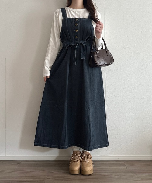 Cham.（チャム）の「ロングスリーブリブトップス（Tシャツ/カットソー・レディース・ベージュ/ブラウン/オフホワイト・F）」の21枚目の写真