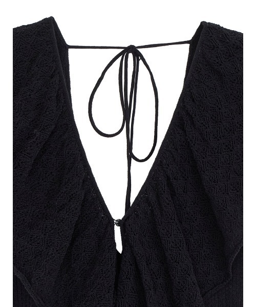 アメリMEDI RUFFLE KNIT ROMPERSブラックM新品未使用品 MEDI RUFFLE KNIT ROMPERS