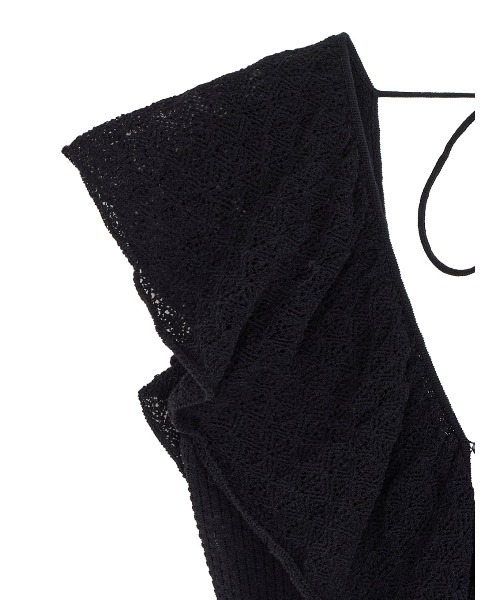 アメリMEDI RUFFLE KNIT ROMPERSブラックM新品未使用品 MEDI RUFFLE KNIT ROMPERS