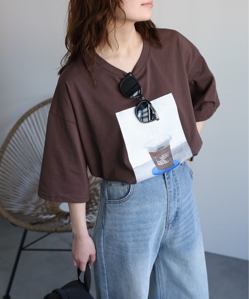 ap retro(アプレトロ)の「【選べる】BIGプリントTeeシャツ / フォトプリント / ロゴプリント(Tシャツ/カットソー・レディース・ブラック/カーキ/ブラック系その他/グレー/ホワイト系その他2/ホワイト/ベージュ系その他/ボルドー/ブラウン/オートミール/ネイビー/ベージュ・FREE)」の9枚目の写真