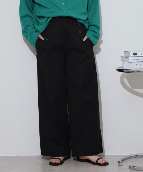 BRODIAEA（ブローディア）の「BRODIAEA 麻ストレッチワイドパンツ（その他パンツ・レディース・ライム/グリーン/ブラウン/モカ/ネイビー/ブルー/カーキ/ブラック/オフホワイト・M-L）」の16枚目の写真