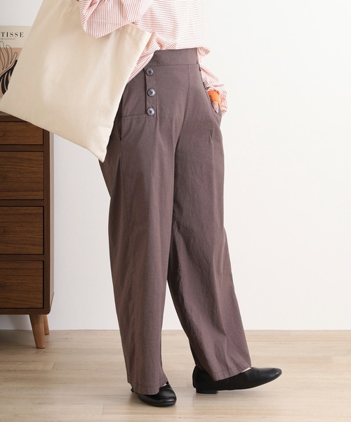 BRODIAEA（ブローディア）の「BRODIAEA 麻ストレッチワイドパンツ（その他パンツ・レディース・ライム/グリーン/ブラウン/モカ/ネイビー/ブルー/カーキ/ブラック/オフホワイト・M-L）」の20枚目の写真