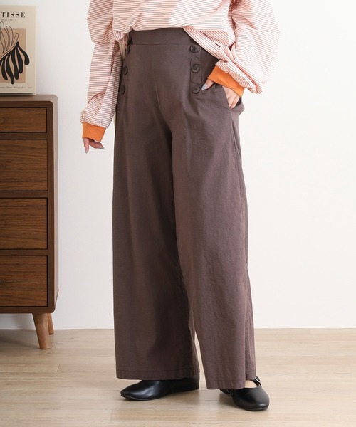 BRODIAEA（ブローディア）の「BRODIAEA 麻ストレッチワイドパンツ（その他パンツ・レディース・ライム/グリーン/ブラウン/モカ/ネイビー/ブルー/カーキ/ブラック/オフホワイト・M-L）」の18枚目の写真