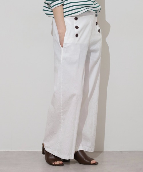 BRODIAEA（ブローディア）の「BRODIAEA 麻ストレッチワイドパンツ（その他パンツ・レディース・ライム/グリーン/ブラウン/モカ/ネイビー/ブルー/カーキ/ブラック/オフホワイト・M-L）」の12枚目の写真