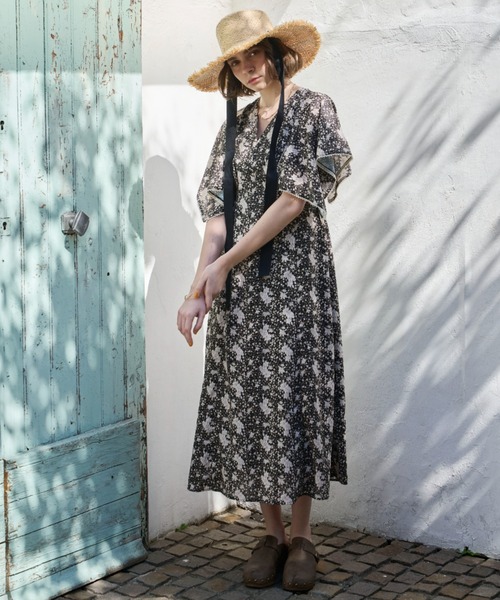 セール】ハンカチスリーブ花柄ワンピース（ワンピース）｜Unitage