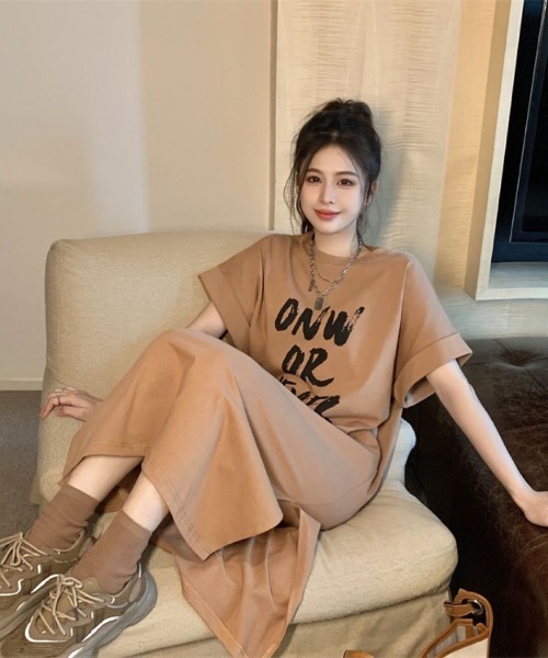 LETee（レティー）の「ロゴプリント　ティーシャツワンピース（Tシャツ/カットソー・レディース・グレー/ブラック/モカ・FREE）」の12枚目の写真
