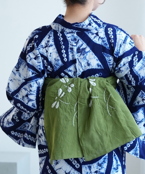 兵児帯 単品 utatane 綿麻 清江絞り トンボ・菱・トンボ（和装小物