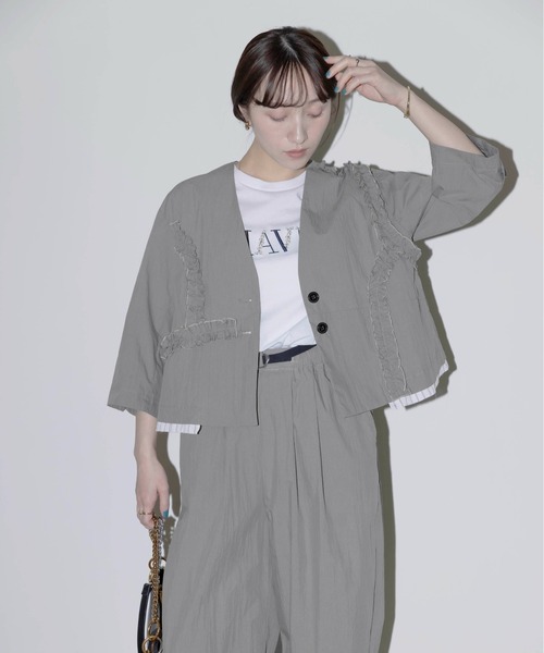 保障できる ランダムフリル クロップドライトジャケット Eimee Law│Eimee ジャケット・アウター