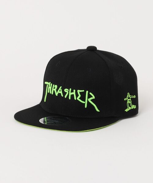 THRASHER（スラッシャー）の「GONZ LOGO YOUTH FLAT CAP / スラッシャーキッズゴンズロゴフラットキャップ（キャップ・キッズ・ブラック×グリーン/ブラック×ホワイト・FREE）」の2枚目の写真
