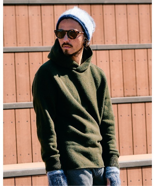 wjk(ダヴルジェイケイ)の「back pile hoodie(ニット/セーター・メンズ・ブラック/ライトベージュ/オフホワイト/ダークカーキ・SMALL/MEDIUM/LARGE/X-LARGE)」の4枚目の写真