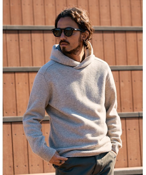 wjk(ダヴルジェイケイ)の「back pile hoodie(ニット/セーター・メンズ・ブラック/ライトベージュ/オフホワイト/ダークカーキ・SMALL/MEDIUM/LARGE/X-LARGE)」の3枚目の写真