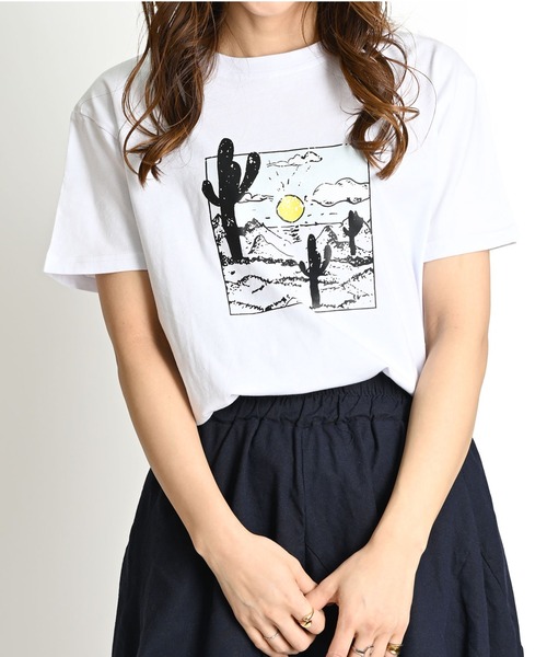 MARAI(マーライ)の「半袖カットソー ロゴプリントTシャツ サボテンイラスト(Tシャツ/カットソー・レディース・B/A・FREE)」の1枚目の写真