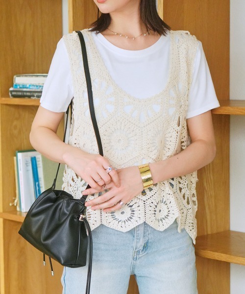 Rejoule(リジュール)の「クロシェ編みビスチェトップス(Tシャツ/カットソー・レディース・アイボリー/ホワイト・FREE)」の17枚目の写真