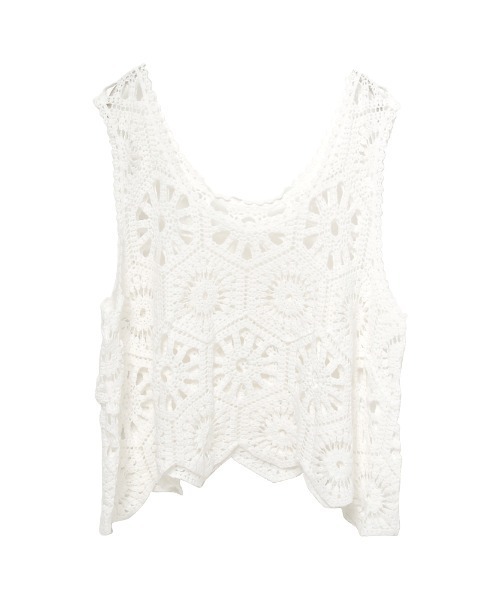 Rejoule(リジュール)の「クロシェ編みビスチェトップス(Tシャツ/カットソー・レディース・アイボリー/ホワイト・FREE)」の3枚目の写真