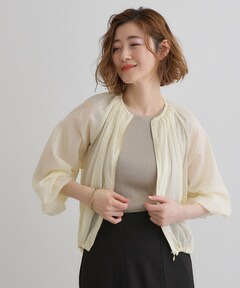 セール】【洗える】80/1スパンタイプライター ノーカラー ブルゾン