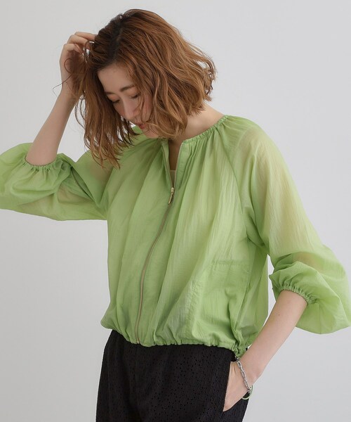 grove（グローブ）の「◆【洗える】シアーナイロンギャザーブルゾン（ブルゾン・レディース・ナチュラル/ブラック/ライトグリーン・01/02/03/04/05）」の8枚目の写真