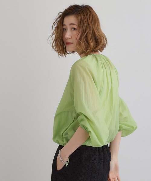 grove（グローブ）の「◆【洗える】シアーナイロンギャザーブルゾン（ブルゾン・レディース・ナチュラル/ブラック/ライトグリーン・01/02/03/04/05）」の9枚目の写真