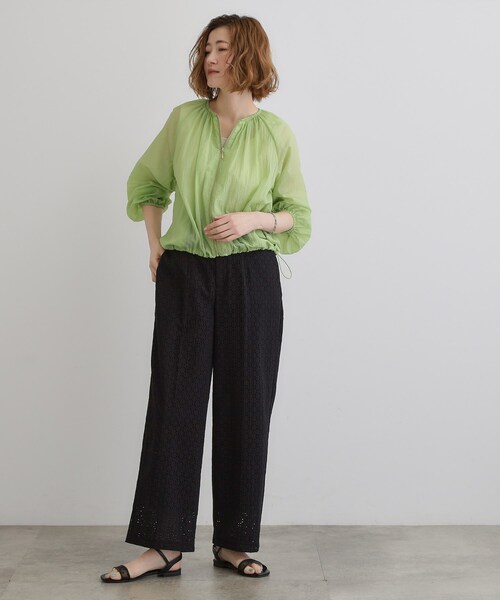 grove（グローブ）の「◆【洗える】シアーナイロンギャザーブルゾン（ブルゾン・レディース・ナチュラル/ブラック/ライトグリーン・01/02/03/04/05）」の10枚目の写真