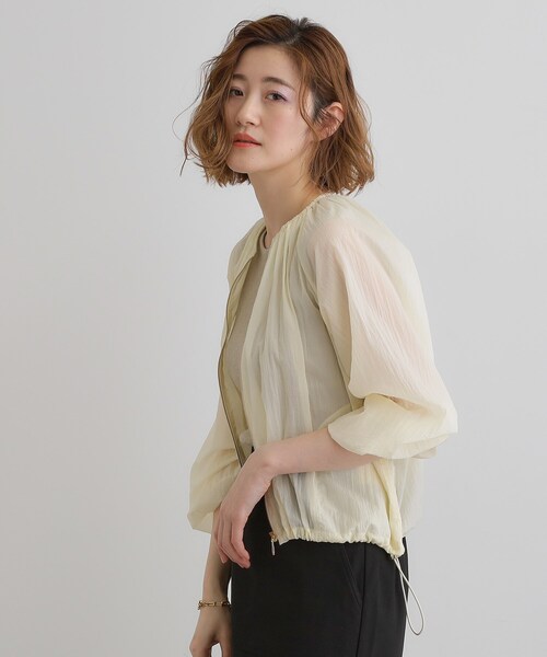 grove（グローブ）の「◆【洗える】シアーナイロンギャザーブルゾン（ブルゾン・レディース・ナチュラル/ブラック/ライトグリーン・01/02/03/04/05）」の12枚目の写真