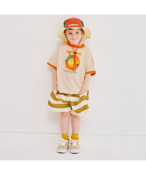 p.premier(ピードットプルミエ)の「【再入荷】フルーツだいすきグラフィックリンガー半袖Tシャツ(Tシャツ/カットソー・キッズ・ベージュ/オフホワイト/ベビーピンク/サックスブルー・80/90/100/110/120/130/140)」の5枚目の写真