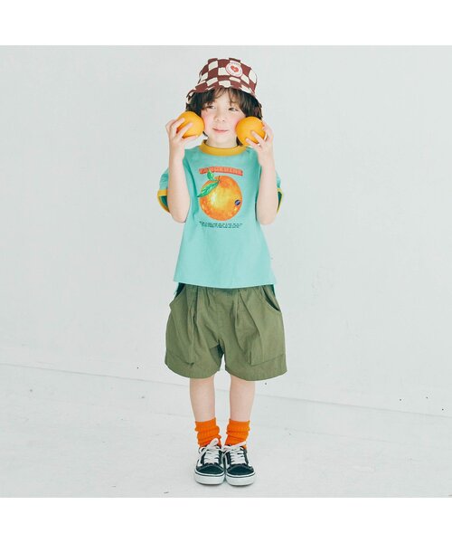 p.premier(ピードットプルミエ)の「【再入荷】フルーツだいすきグラフィックリンガー半袖Tシャツ(Tシャツ/カットソー・キッズ・ベージュ/オフホワイト/ベビーピンク/サックスブルー・80/90/100/110/120/130/140)」の11枚目の写真