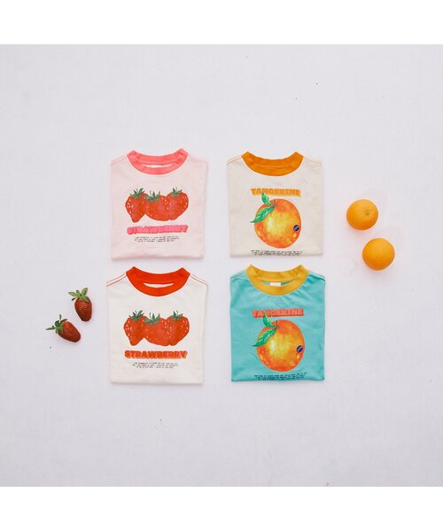 p.premier(ピードットプルミエ)の「【再入荷】フルーツだいすきグラフィックリンガー半袖Tシャツ(Tシャツ/カットソー・キッズ・ベージュ/オフホワイト/ベビーピンク/サックスブルー・80/90/100/110/120/130/140)」の15枚目の写真