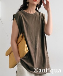 antiqua（アンティカ）の「アシッドウォッシュノースリーブトップス（Tシャツ/カットソー）」