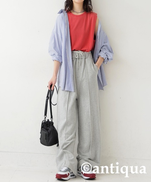 antiqua(アンティカ)の「アシッドウォッシュノースリーブトップス(Tシャツ/カットソー・レディース・ブラウン/レッド/ネイビー/ブラック・ONESIZE)」の20枚目の写真