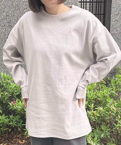 CLOTHY(クロシィ)の「【定番!オールシーズン使える】ダブルフェイスリブ付ロンT(Tシャツ/カットソー・レディース・ホワイト/ブラウン/ピンク/ブルー/グレー/チャコールグレー/ブラック/グレイッシュベージュ・SMALL/MEDIUM/LARGE)」の6枚目の写真