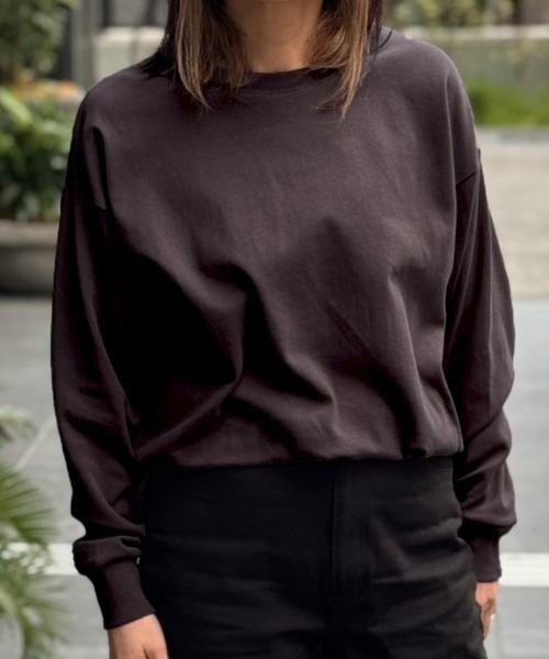 CLOTHY(クロシィ)の「【定番!オールシーズン使える】ダブルフェイスリブ付ロンT(Tシャツ/カットソー・レディース・ホワイト/ブラウン/ピンク/ブルー/グレー/チャコールグレー/ブラック/グレイッシュベージュ・SMALL/MEDIUM/LARGE)」の21枚目の写真