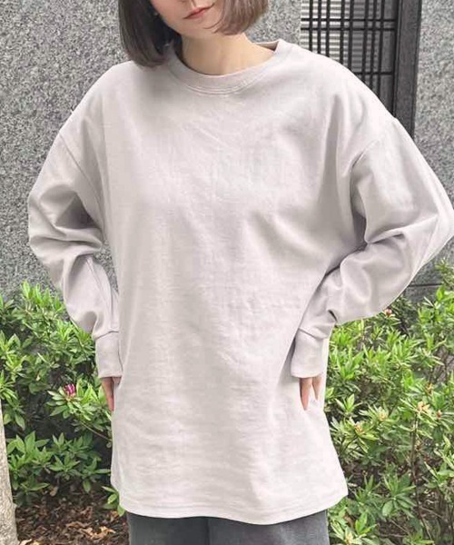 CLOTHY(クロシィ)の「【定番!オールシーズン使える】ダブルフェイスリブ付ロンT(Tシャツ/カットソー・レディース・ホワイト/ブラウン/ピンク/ブルー/グレー/チャコールグレー/ブラック/グレイッシュベージュ・SMALL/MEDIUM/LARGE)」の18枚目の写真