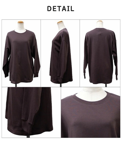 CLOTHY(クロシィ)の「【定番!オールシーズン使える】ダブルフェイスリブ付ロンT(Tシャツ/カットソー・レディース・ホワイト/ブラウン/ピンク/ブルー/グレー/チャコールグレー/ブラック/グレイッシュベージュ・SMALL/MEDIUM/LARGE)」の11枚目の写真