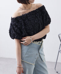 mystic | チュールジャガードパフブラウス(シャツ/ブラウス)