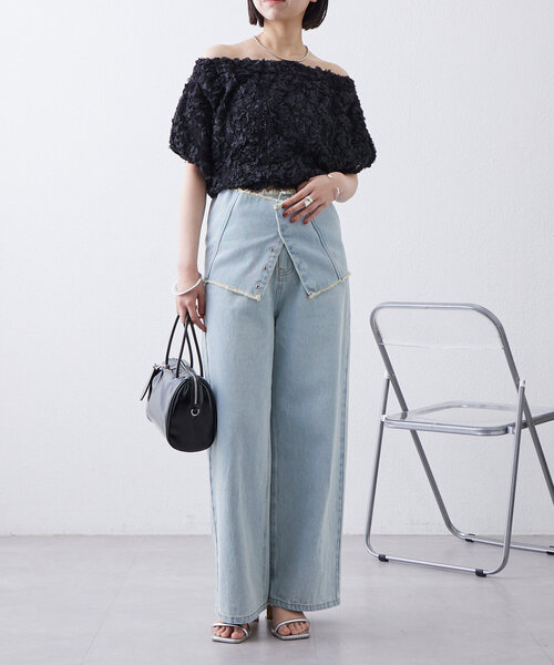 セール】チュールジャガードパフブラウス（シャツ/ブラウス