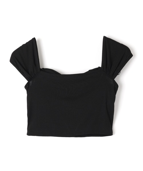 M DOLLY(エムドリー)の「pentagon neck ribbon tops/ペンタゴンネックリボントップス(Tシャツ/カットソー・レディース・ブラック/ピンク・FREE)」の9枚目の写真