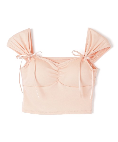 M DOLLY(エムドリー)の「pentagon neck ribbon tops/ペンタゴンネックリボントップス(Tシャツ/カットソー・レディース・ブラック/ピンク・FREE)」の16枚目の写真