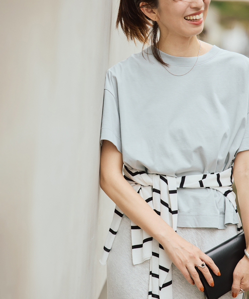 VERMEIL par iena(ヴェルメイユパーイエナ)の「clear cotton Tshirt(Tシャツ/カットソー・レディース・サックスブルー/ホワイト/ネイビー・FREE)」の1枚目の写真