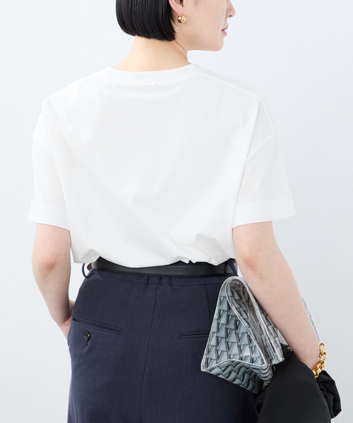 VERMEIL par iena(ヴェルメイユパーイエナ)の「clear cotton Tshirt(Tシャツ/カットソー・レディース・サックスブルー/ホワイト/ネイビー・FREE)」の4枚目の写真