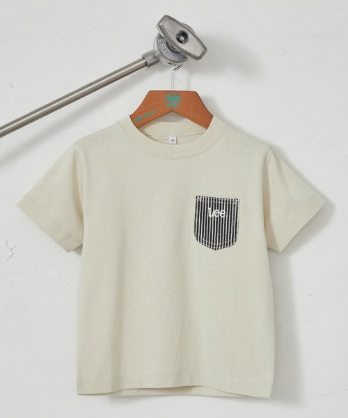 Lee(リー)の「Lee/リー 【110-150cm】キッズ 胸ポケット付きTシャツ【アウトレット店舗・WEB限定】(Tシャツ/カットソー・キッズ・グレー/ホワイト・120/130/110)」の2枚目の写真