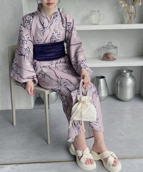 セール】【2WAY 浴衣 3点セット】一人でも楽々着れる♪ 大人可愛く