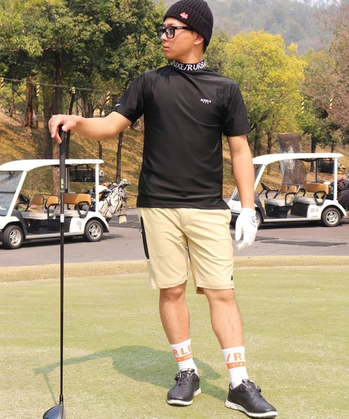 LUXE/R GOLF（ラグジュ ゴルフ）の「(RM)【LUXE/R GOLF】COOL & DRY ストレッチ スムース ロゴ ジャガード モックネック Tシャツ（Tシャツ/カットソー・メンズ・ブラック/カーキ/オフホワイト/チャコールグレー・M/L/XL）」の15枚目の写真