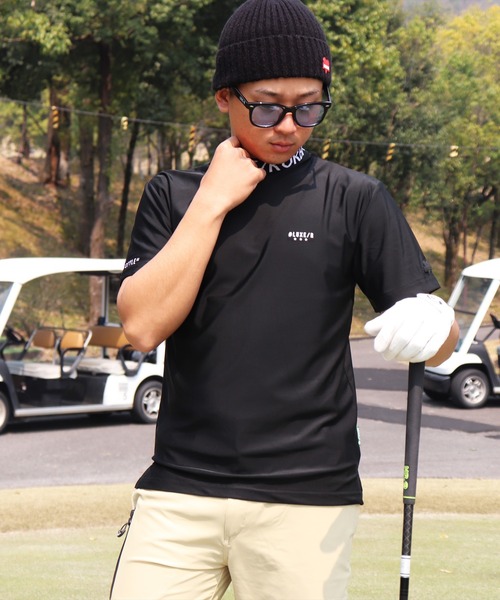 LUXE/R GOLF（ラグジュ ゴルフ）の「(RM)【LUXE/R GOLF】COOL & DRY ストレッチ スムース ロゴ ジャガード モックネック Tシャツ（Tシャツ/カットソー・メンズ・ブラック/カーキ/オフホワイト/チャコールグレー・M/L/XL）」の17枚目の写真