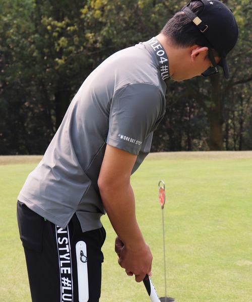LUXE/R GOLF（ラグジュ ゴルフ）の「(RM)【LUXE/R GOLF】COOL & DRY ストレッチ スムース ロゴ ジャガード モックネック Tシャツ（Tシャツ/カットソー・メンズ・ブラック/カーキ/オフホワイト/チャコールグレー・M/L/XL）」の20枚目の写真