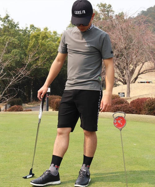 LUXE/R GOLF（ラグジュ ゴルフ）の「(RM)【LUXE/R GOLF】COOL & DRY ストレッチ スムース ロゴ ジャガード モックネック Tシャツ（Tシャツ/カットソー・メンズ・ブラック/カーキ/オフホワイト/チャコールグレー・M/L/XL）」の22枚目の写真