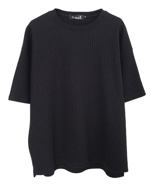 CavariA(キャバリア)の「『CavariA/キャバリア』オーバーサイズBIGワッフルークルーネック半袖Tシャツ(Tシャツ/カットソー・メンズ・ブラック・L/M)」の4枚目の写真