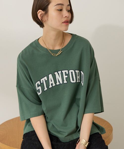 AMERICAN HOLIC（アメリカンホリック）の「STANFORD BIGプルオーバー（Tシャツ/カットソー・レディース・グリーン/アイボリー/ベージュ/チャコールグレー/ブラウン・L/M）」の5枚目の写真