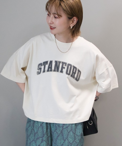 AMERICAN HOLIC（アメリカンホリック）の「STANFORD BIGプルオーバー（Tシャツ/カットソー・レディース・グリーン/アイボリー/ベージュ/チャコールグレー/ブラウン・L/M）」の8枚目の写真